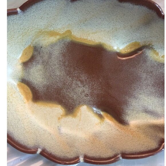 Vintage Frankoma Pottery Leaf Dish #225 Desert Gold 9” Long 4.5” Wide Footed - Picture 6 of 12